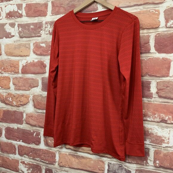 Ziya Athletic Top Shirt Women's Large Red Eyelet Mesh Workout Athleisure Gym Tee - Picture 3 of 9